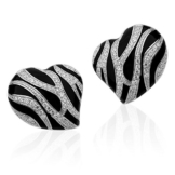 Nenalina Silber Damen-Ohrringe Ohrstecker mit weißen Cubic Zirkonia und schwarzer Emaille, 925 Sterling Silber – 222319-050