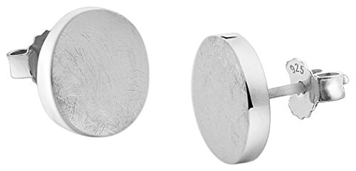 Nenalina Silber Damen-Ohrringe Ohrstecker rund mit gebürsteten Oberflächen, 324403-390