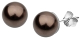 Nenalina Silber Damen-Ohrringe Perlen Ohrstecker mit Swarovski Elementen 8 mm braune Perlen, 842401-196