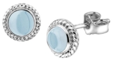 Nenalina Silber Ohrstecker handgearbeitet besetzt mit echtem Aquamarine Edelstein – 222999-098