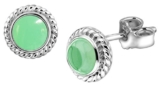 Nenalina Silber Ohrstecker handgearbeitet besetzt mit echtem grüner Achat Edelstein – 222999-097