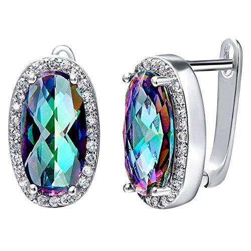 Neue Fashion Jewelry Ohrstecker Glaskristall Oval 925 Silber mehrfarbiger schön