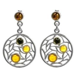 Noda Ohrstecker mit Traumfänger-Hänger Sterling-Silber 925 Bernstein Bunt