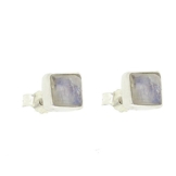 Nova Silver Damen Kette Bemine, quadratische Ohrstecker mit Mondstein