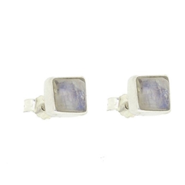 Nova Silver Damen Kette Bemine, quadratische Ohrstecker mit Mondstein