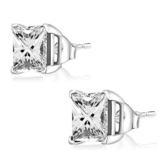 Ohr-Stecker Ohrringe 925er Silber Schmuck, Eckig Zirkonia Weiß | 3 – 8 mm