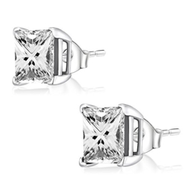 Ohr-Stecker Ohrringe 925er Silber Schmuck, Eckig Zirkonia Weiß | 3 – 8 mm
