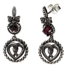 Ohrhänger Ohrringe Ohrstecker Herz Herzen 925 Silber antik Granate Damen