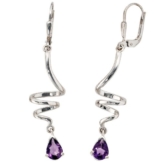 Ohrringe Ohrhänger Boutons, 925/- Sterlingsilber, rhodiniert, 2 Amethyste, Höhe ca. 49 mm