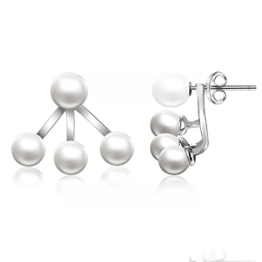 Ohrringe Ohrstecker doppelt Sterling Silber 925 Perlen Schmuck Perlen ohrringe