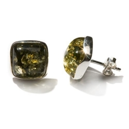 Ohrstecker, 8 x 8 mm Sterling-Silber 925, Schwarz, Grün, Bernsteinfarben