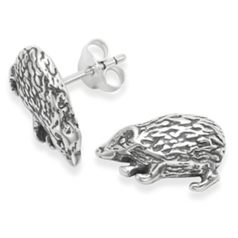 Ohrstecker Igel, Sterlingsilber, 14 x 8 mm, 5377, Igel-Ohrringe in Geschenkbox, Premium-Qualität, 2,5 g