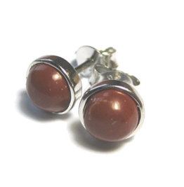 Ohrstecker Jaspis rot Cabochon 6 mm 925er Silber
