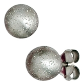 Ohrstecker Kugel 925 Silber mattiert mit Glitzereffekt Ohrringe Kugelohrstecker ( Silber Ohrschmuck )