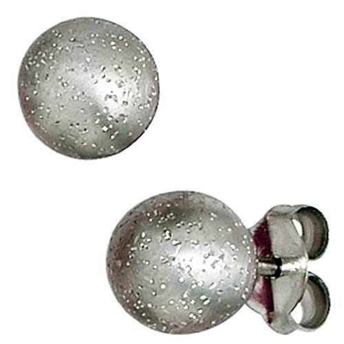 Ohrstecker Kugel 925 Silber mattiert mit Glitzereffekt Ohrringe Kugelohrstecker ( Silber Ohrschmuck )
