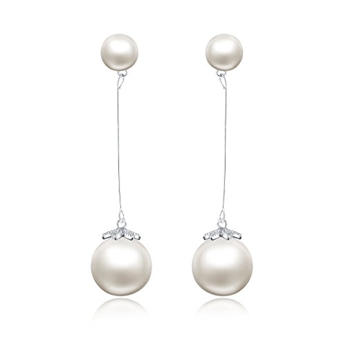 Ohrstecker Ohrringe Damen – Die Form der Fruit – 925 Sterling Silber – 10mm Natürliche Schale Doppelt Perle