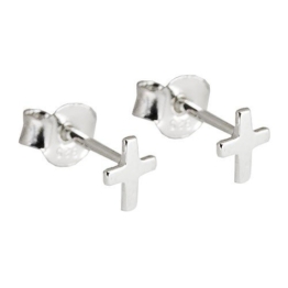 Ohrstecker Ohrringe Ohrschmuck kleines Kreuz Kreuzchen glänzend 925 Silber