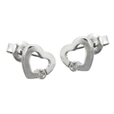 Ohrstecker Ohrringe Stecker Damen Herz 925 Silber mit Zirkonia 7 x 8 mm