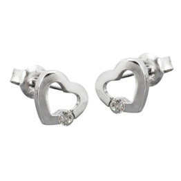Ohrstecker Ohrringe Stecker Damen Herz 925 Silber mit Zirkonia 7 x 8 mm