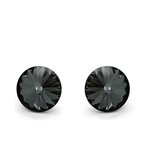 Ohrstecker Ohrringe für Damen Sterling Silber mit „Swarovski Strass“ schwarz-grau