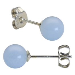 Ohrstecker Stecker mit Aquamarin hellblau 6mm 925 Silber rhodiniert Ohrschmuck Damen