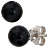 Ohrstecker Stecker mit Onyx schwarz 6mm 925 Silber rhodiniert Damen Ohrringe