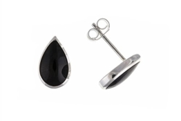 Ohrstecker Sterling-Silber 925 Onyx Birnenform Ohrringe