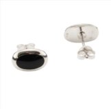 Ohrstecker Sterling-Silber 925 Onyx oval
