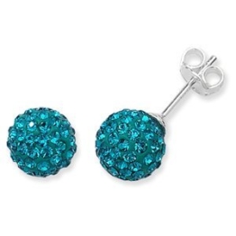 Ohrstecker Swarovski türkis – Ohrstecker Kugel 8 mm – Ohrstecker Discokugel Sterlingsilber Stil