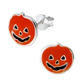 Ohrstecker klein Kürbis Halloween Kopf. Von Hand Sterlingsilber gepresst