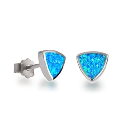 Ohrstecker mit synth. Opal türkis hellblau, 925 Silber rhodiniert