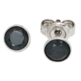 Ohrstecker rund 925 Sterling Silber rhodiniert 2 Zirkonia schwarz Ohrringe ( Silber Ohrschmuck )