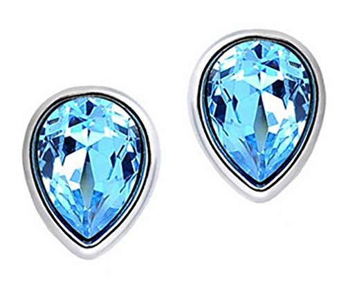 Omos Damen Mode Blau Kristall 925 Sterling Silber Ohrringe Ohrstecker Weinachten Geschenk