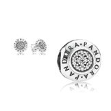 Original Pandora Geschenkset – 1 Silber Element Pandora mit klarem Zirkonia 791414CZ und 1 Silber Ohrstecker mit klarem Zirkonia 290559CZ