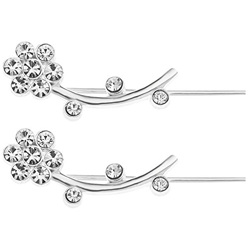 Ornami Ohrring Sterling-Silber 925, Zirkonia, Blumen-Design, lang, Ohrring