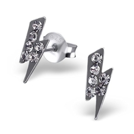 Paar „Black Diamond“ Farbigem Blitz Sterling-Silber Ohrstecker mit Strass Steinen