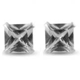 Paar echtem Sterling Silber (gestempelt 925), klar Zirkonia quadratisch Ohrstecker (verschiedene Größen erhältlich) Lieferung in Geschenk Beutel (Click durch für verschiedene Größen)