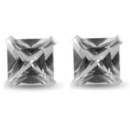 Paar echtem Sterling Silber (gestempelt 925), klar Zirkonia quadratisch Ohrstecker (verschiedene Größen erhältlich) Lieferung in Geschenk Beutel (Click durch für verschiedene Größen)