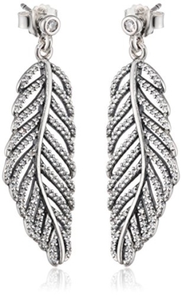 Pandora Damen-Ohrhänger Funkelnde Feder 925 Silber Zirkonia weiß – 290584CZ