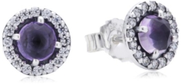 Pandora Damen-Ohrstecker 925 Sterling Silber Amethyst Stories violett 290548AM