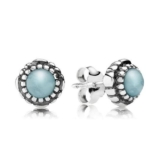 Pandora Damen-Ohrstecker 925 Sterling Silber Aquamarin Stories blau 290543AQ
