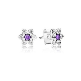 Pandora Damen-Ohrstecker Vergissmeinnicht 925 Silber Zirkonia lila – 290690ACZ