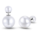 Perlenohrringe Ohrringe Doppel-Perlenohrringe Ohrstecker 925 Silber