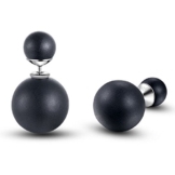 Perlenohrringe Ohrringe Doppel-Perlenohrringe Ohrstecker 925 Silber matt schwarz