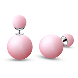 Perlenohrringe Ohrringe Doppel-Perlenohrringe Ohrstecker 925 Silber rosa