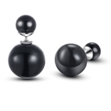 Perlenohrringe Ohrringe Doppel-Perlenohrringe Ohrstecker 925 Silber schwarz