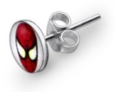 Piercing Boutique Ohrstecker 925 Sterlingsilber Spiderman Weiß / Rot