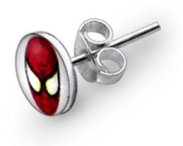 Piercing Boutique Ohrstecker 925 Sterlingsilber Spiderman Weiß / Rot