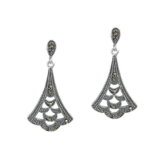 Queenberry Antik Bali Sterlingsilber Markasit Ohrstopper Kronleuchter hängend Ohrstecker Blume Flower Leaf Blatt