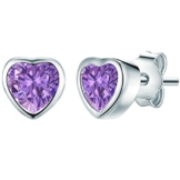 Rafaela Donata Damen-Ohrstecker Herz Sterling Silber Zirkonia lila – Herz-Ohrstecker Herzohrringe Stecker Silberohrringe 925